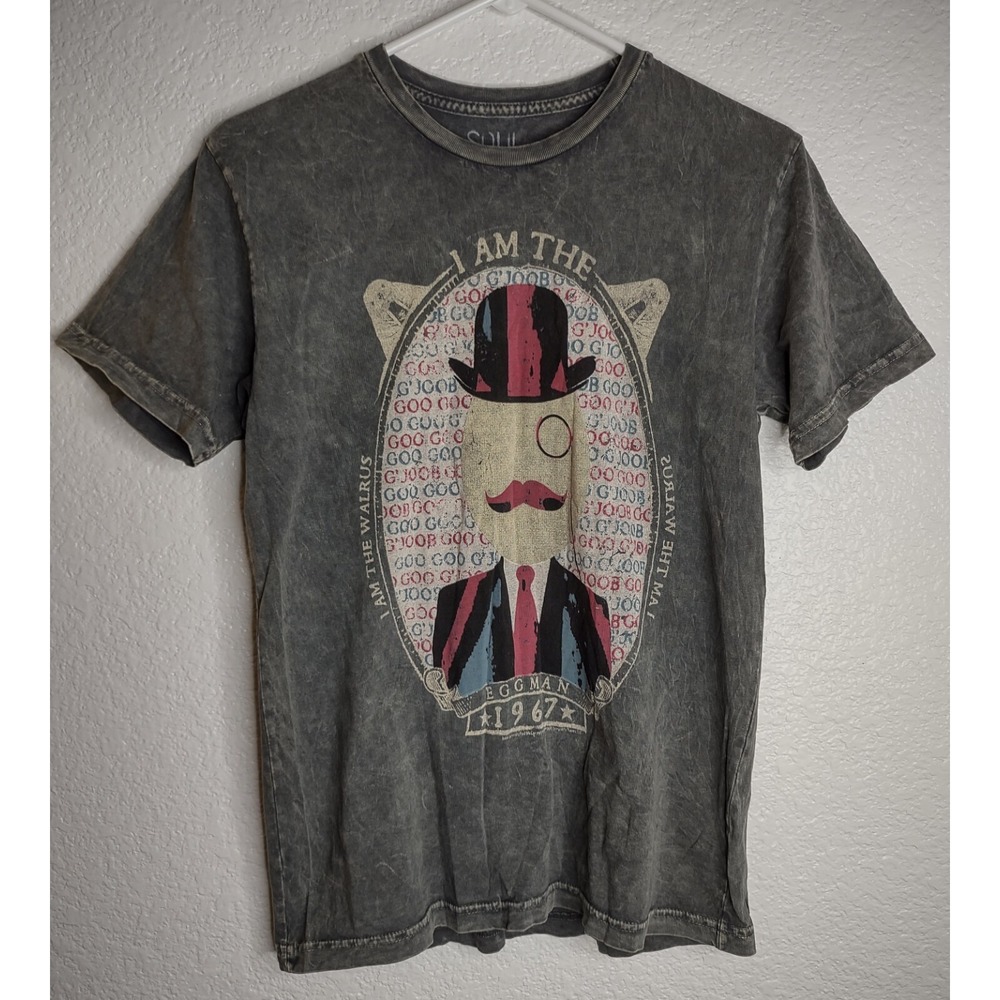 Soul Drifter Beatles I Am The Eggman T-Shirt USA Men's Small Gray Mineral Wash